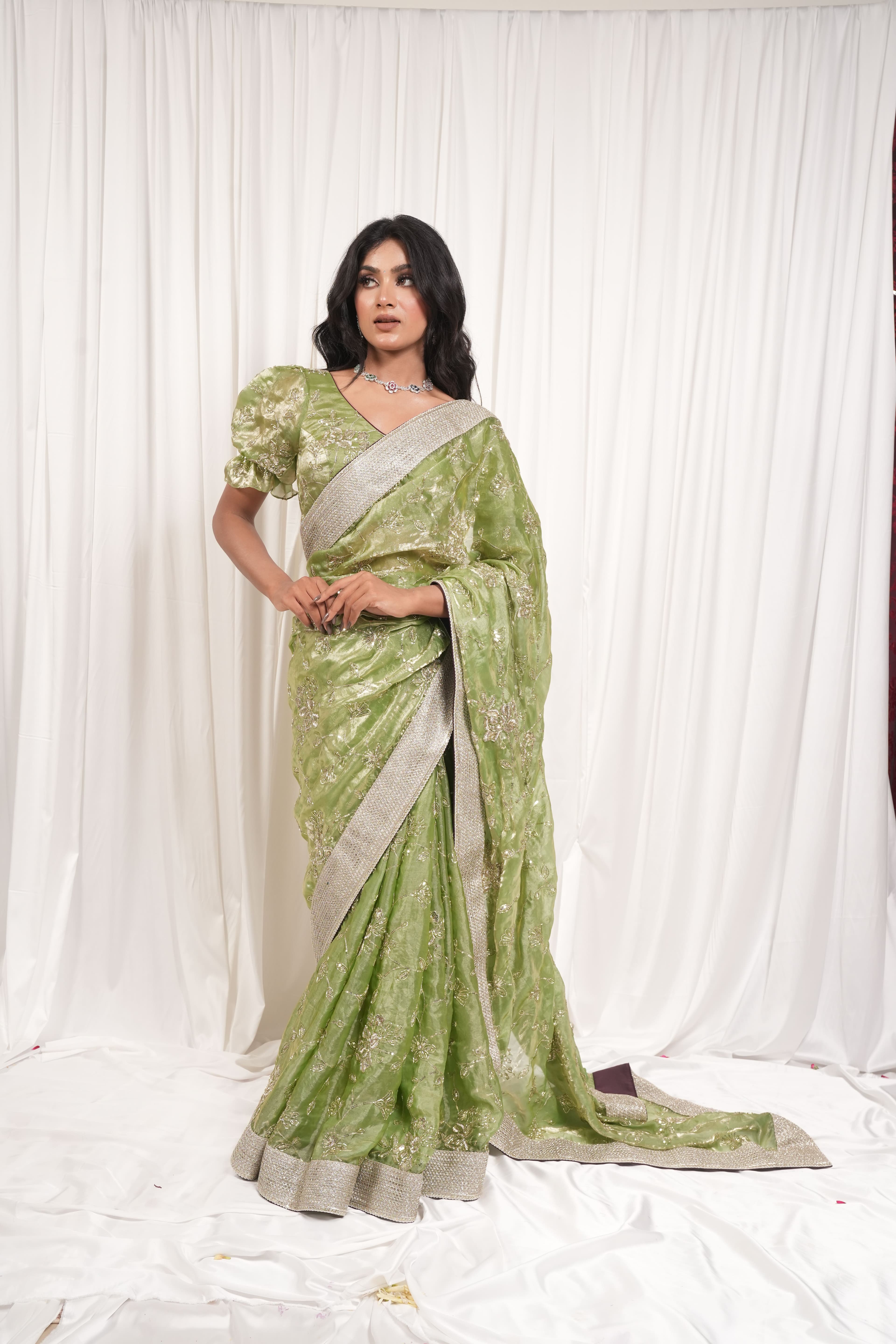 Not your avagrage green saree 6