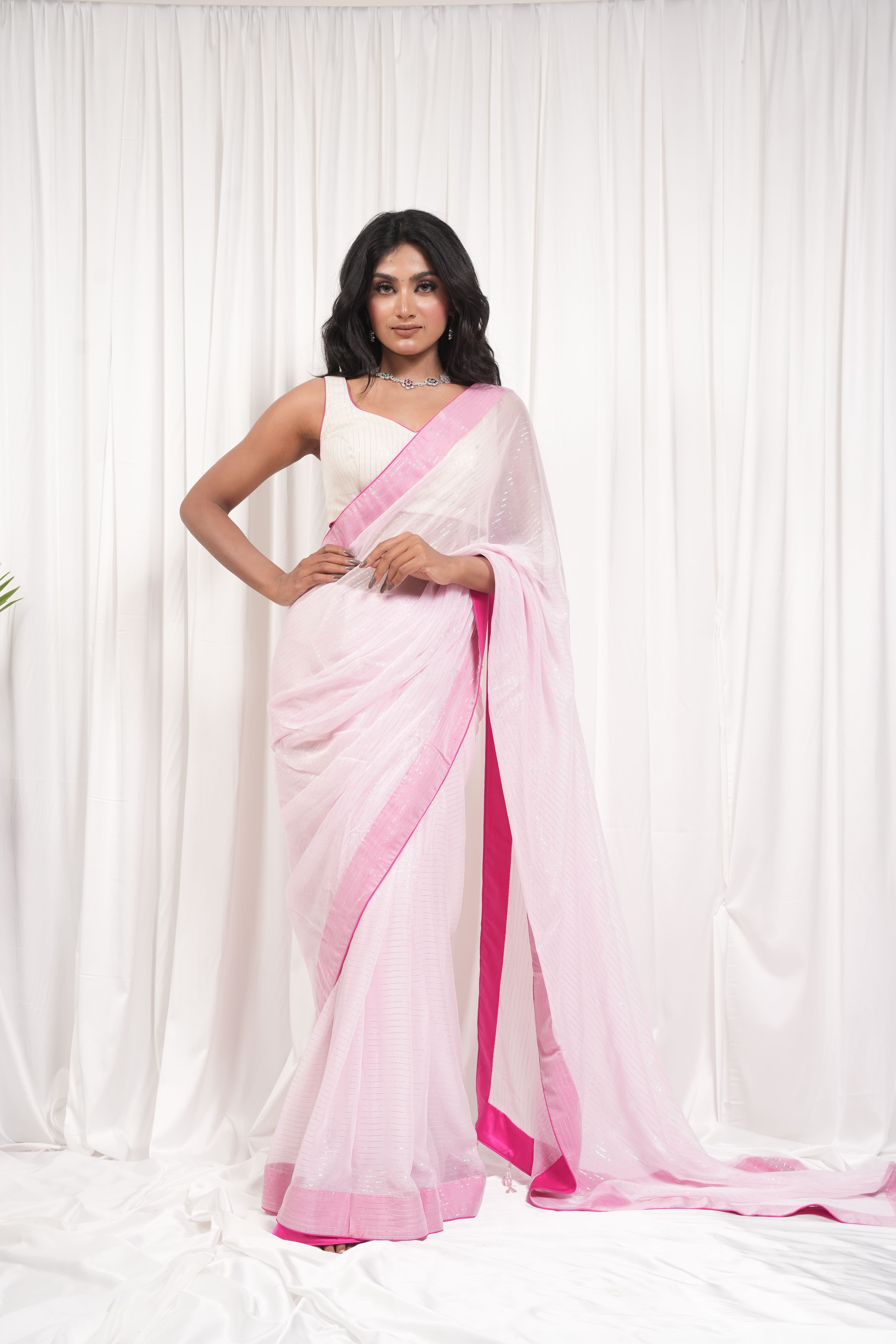 Queen moment blush pink saree 7