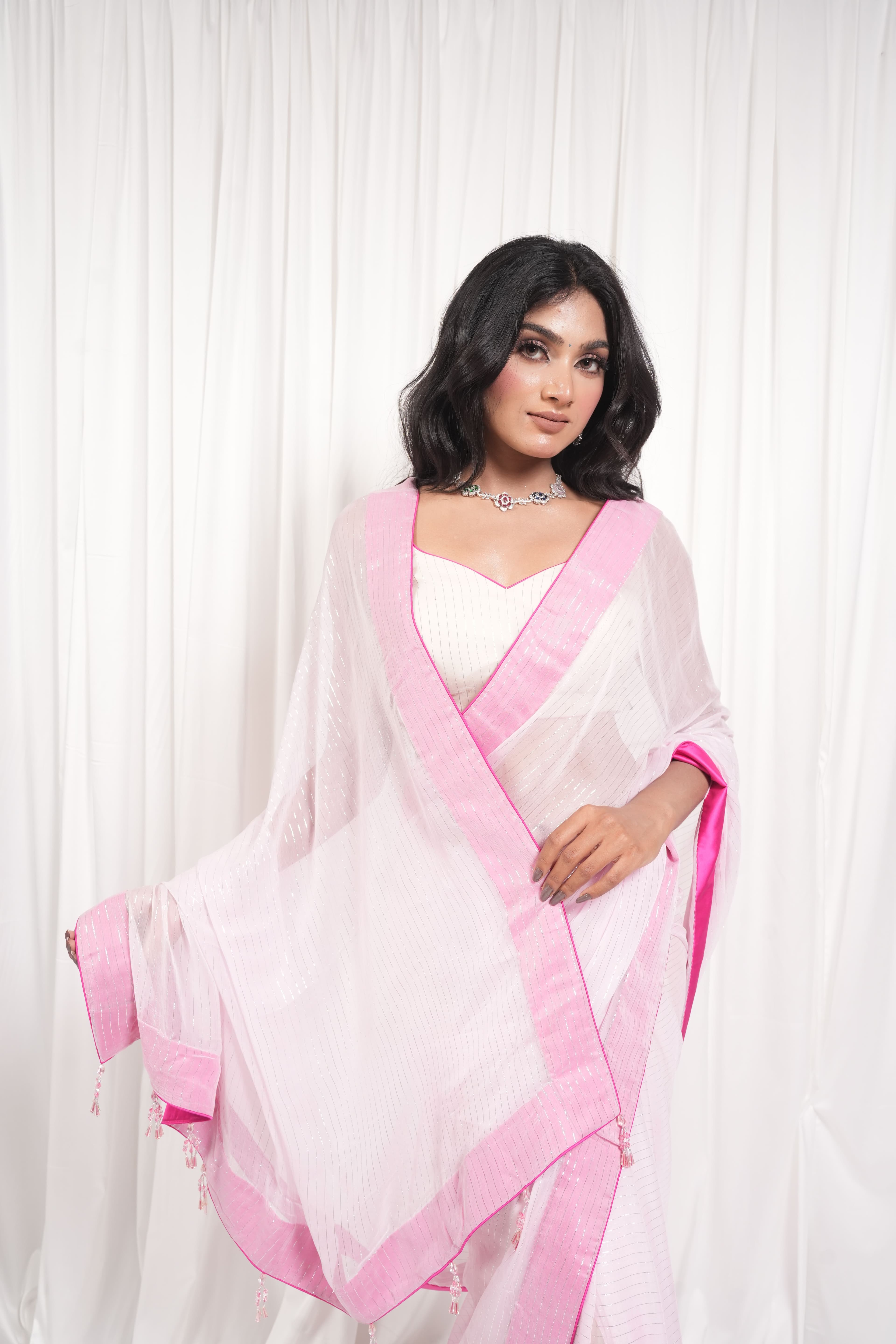 Queen moment blush pink saree