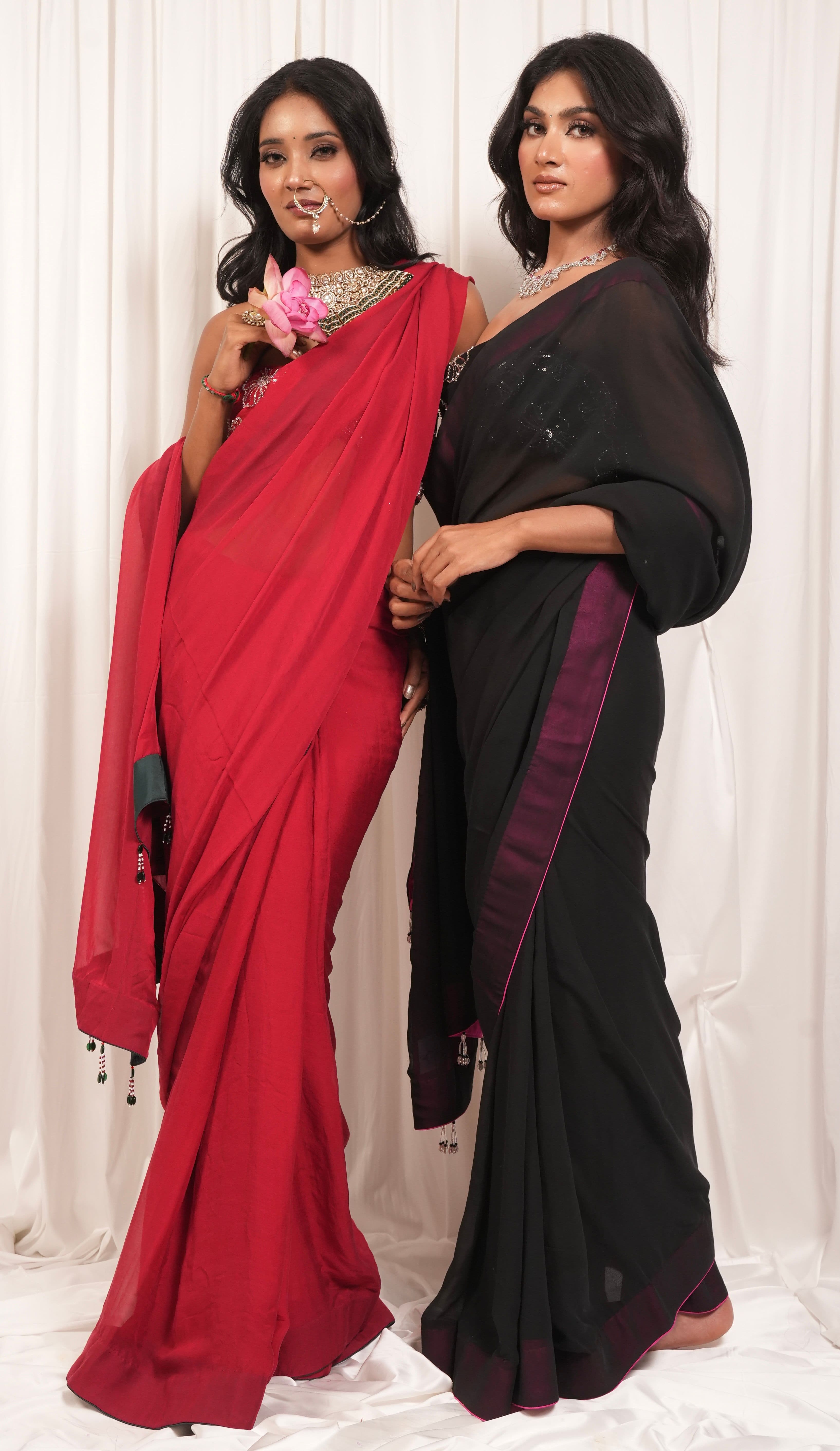 Red sequin embellished saree 6