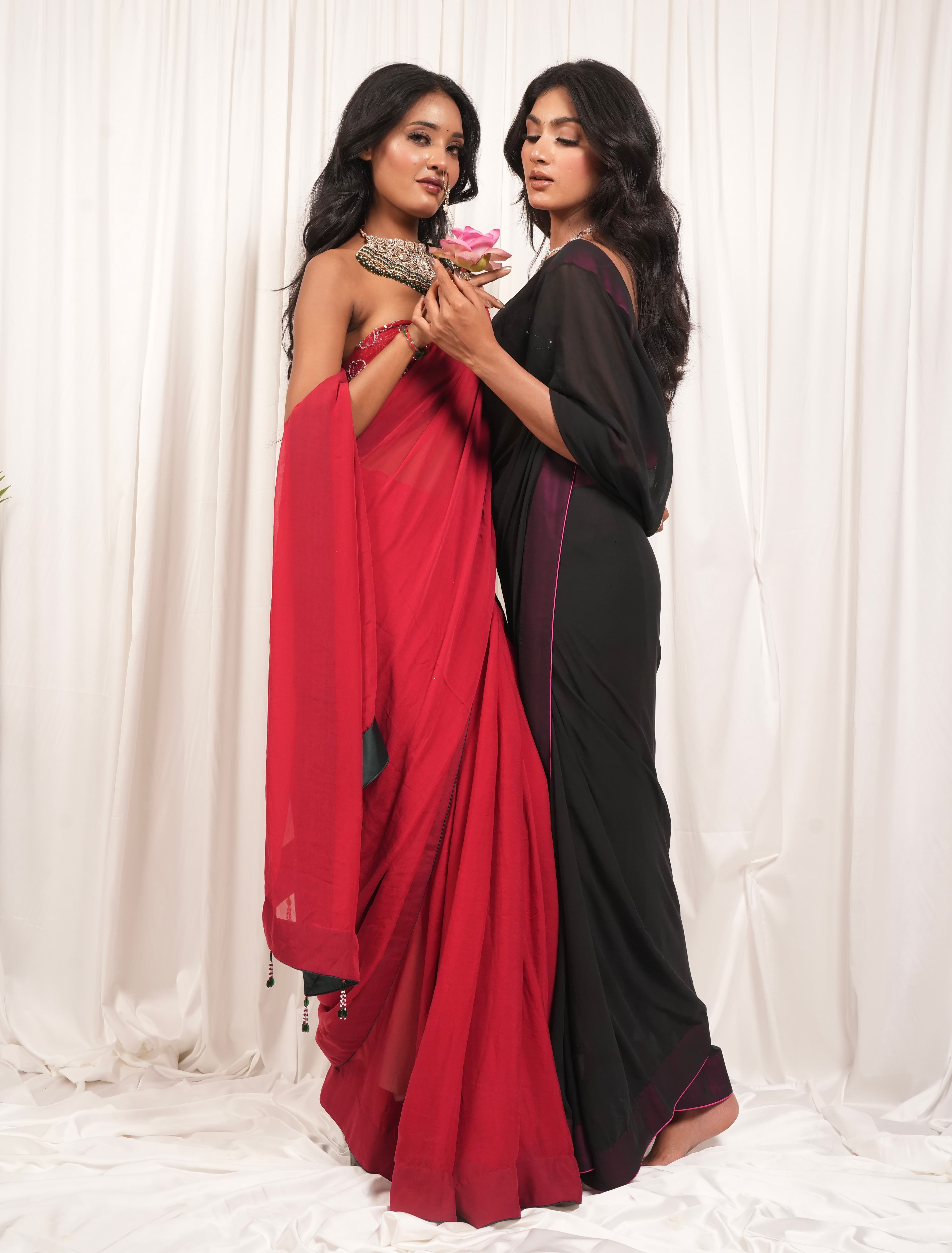 Red sequin embellished saree 5
