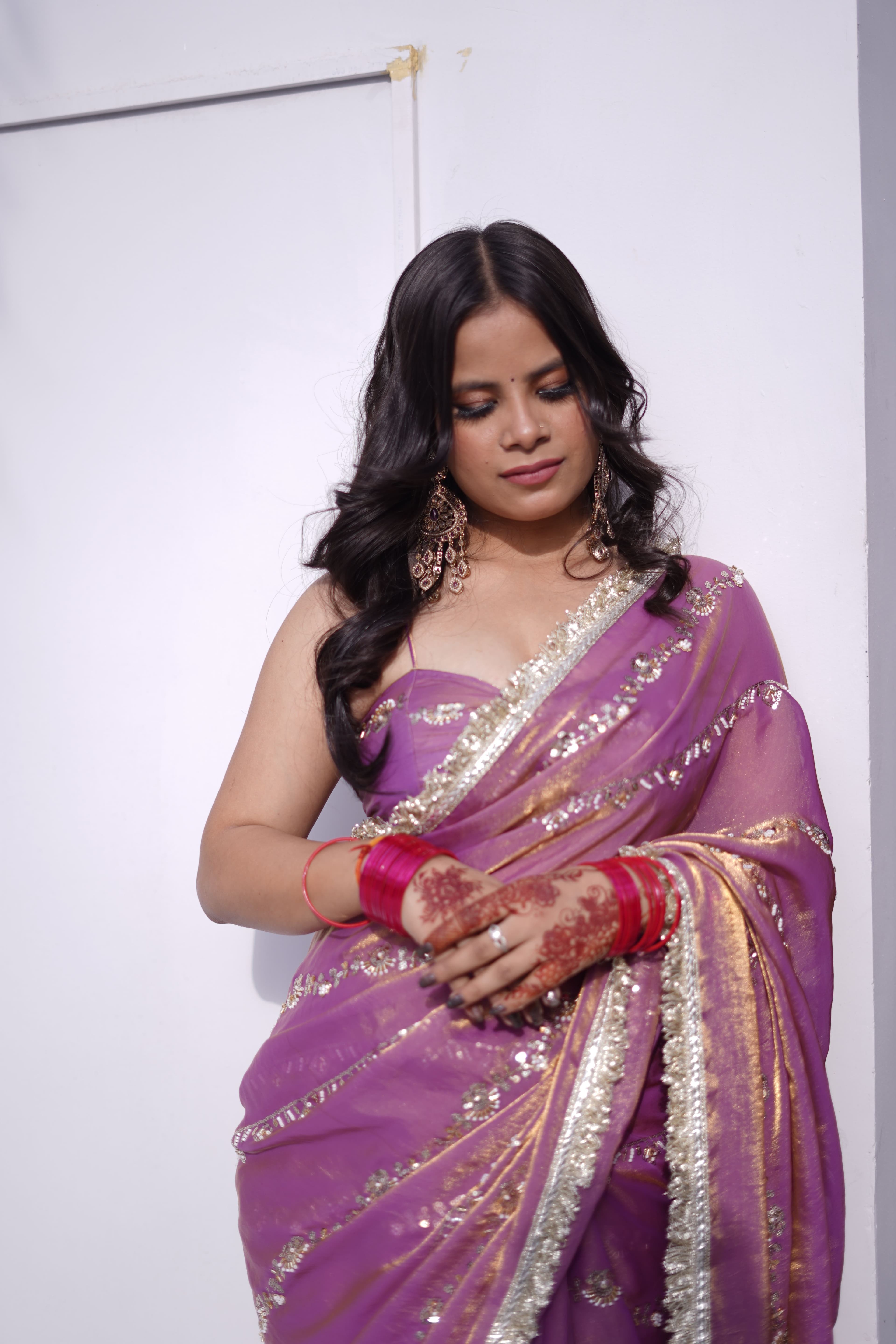 Royal Purple Sequin Embellished Designer saree